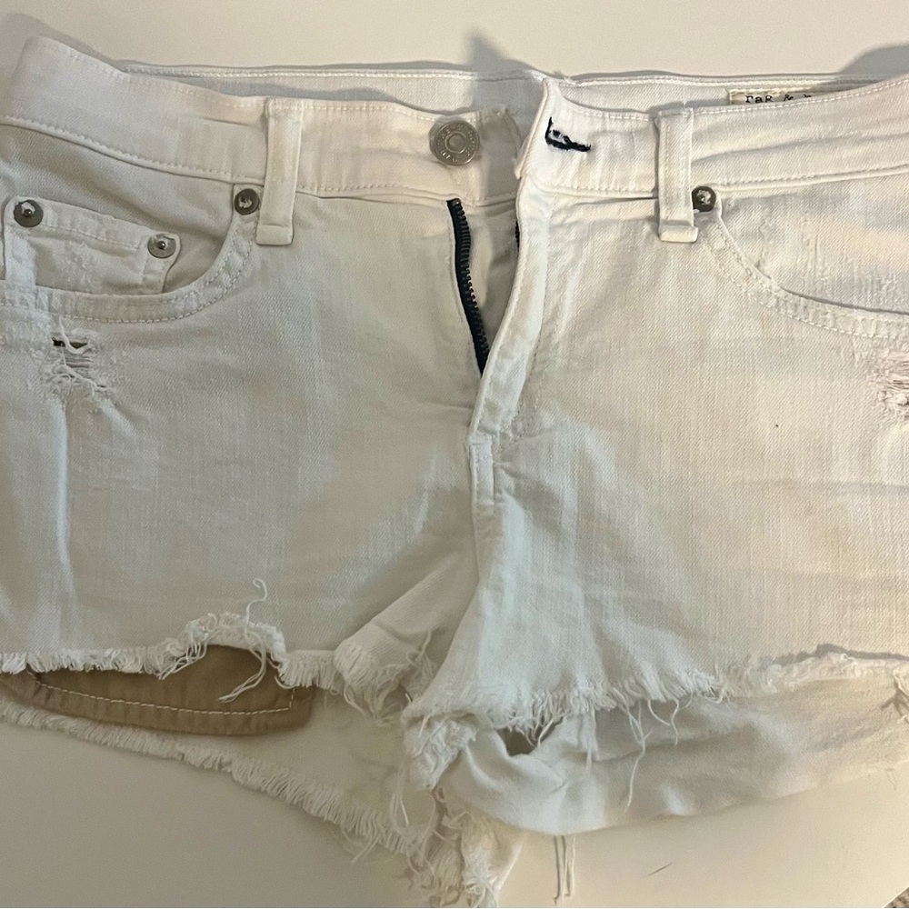 Rag & Bone White Jean Shorts Distressed Cut-Off for women or teens